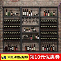 Iron frame display rack convenience store industrial red wine living room wine rack wine inclined storage white wine simple style shelf