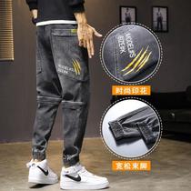 Pants Men Trends Fall Boys Han Edition Loose Bunches Work Pants 2021 New Autumn Winter Tightness Waistline Jeans