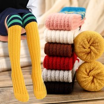 Boys and girls Children Baby baby stockings autumn and winter coral fleece plus velvet padded socks Cotton over the knee