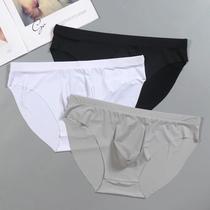 Mens underwear ultra-thin Ice Silk 3D No marks in low waist triangular pants Young one-piece sexy quick dry breathable pants