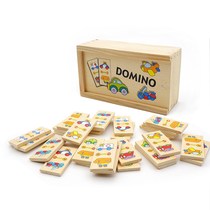 Young childrens educational toys animal traffic pairing Solitaire Domino early education parent-child interactive parapet wooden building blocks