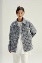 King Prince autumn blue check small fragrance shirt jacket lapel plaid top mens and womens tide brand