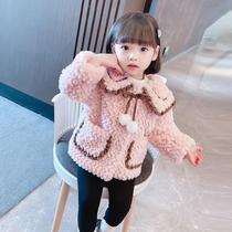 Bala Zhejiang Girl Lace Collar Thickened Fur Coat Jacket Winter Dress New Children Han Edition Fashion Middle Children