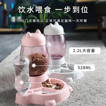 Cat Bowl Double Bowl Automatic Drinking Dog Bowl Anti-knock Cat Food Basin Dog Basin Dual-purpose Small Pet Bowl Cat Supplies