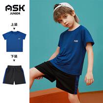 ASK boy summer clothing suit 2022 new handsome children short sleeve shorts speed dry suit summer two sets of clothes