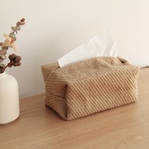 Restaurant Japanese cotton linen fabric tissue box simple homestay concave shape drawing Box storage bag creative home living room
