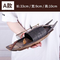 Park hand-rowed decoration flower wooden boat retro wooden boat Chinese black boat floating small wooden boat fishing boat fishing boat fishing