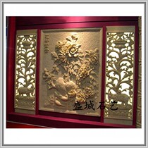 Sandstone Chinese relief flower opening rich and expensive sculpture sandstone solid mural sofa TV background wall Xuanguan partition board