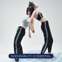 FIPPED LAB buoyancy laboratory Chessboard Lattice Printed Black Sporty Pants Loose bunk Tide Casual