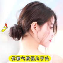 Low ball head wig female roll Hairband flower bud floral headdress natural real hair plate hair artifact fluffy hair bag simulation hair accessories