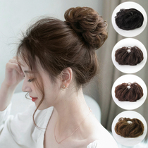 Wig meatball head roll Hairband fluffy real hair Hairband hair accessories pan head shape messy realistic lazy flower bract head