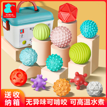 Touch the ball to bite Manhattan hands to catch baby baby touch sensation system training Soft glue Toys Puzzle Children 1 0