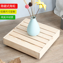 Wheeled flowerpot base roller tray bracket universal wheel movable solid wood large rectangular thickened chassis bottom