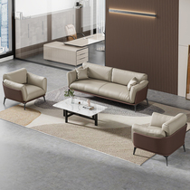 Simple Office Sofa Brief Modern Business Casual Guests Reception Area Manager Room Cortical Sofa Tea Table Combinations