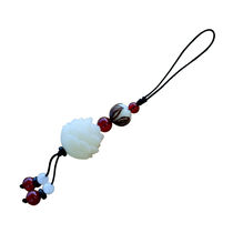 Creative hand-woven white Bodhi Lotus mobile phone pendant couple security U disk key chain lanyard men and women models