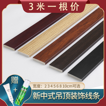 New Chinese ceiling decorative lines background wall frame black edging strip pvc flat imitation solid wood lines