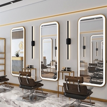 Barber shop mirror wall hairdressing mirror table single-sided floor-to-ceiling with light Net red haircut mirror wall-mounted hair salon dedicated