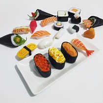 Sushi model fake food Japanese restaurant salmon rice ball ornaments COS decoration toy set