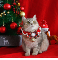 Cat New Year decorative collar winter dog Christmas scarf cute hand-woven pet neck jewelry Bell
