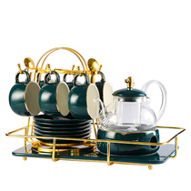 Nordic flower tea set afternoon tea flower fruit tea cup household glass flower tea pot set with filter candle to boil tea for heating