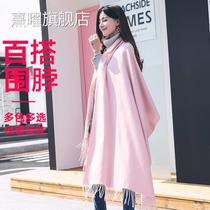 Scarf female winter students Korean version of new cashmere warm solid color imitation cashmere tassel fashion shawl collar