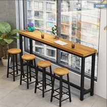 Solid wood bar table noodle restaurant milk tea shop leisure snack long table home wall High Table Cafe Bar