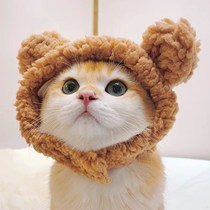 Pet hat bear plush headgear English short cute cat small dog dog photo headdress cross dressing accessories