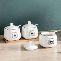 Sheep household white ceramic seasoning jar combination set Nordic seasoning box kitchen seasoning box salt jar