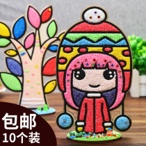 Wood board snowflake mud painting pearl mud clay painting kindergarten children diy handmade 3d eva sticky painting