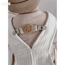 INS Korean childrens bear strap clip baby overalls anti-shoulder artifact shoulder strap fixer anti-slip shoulder clip