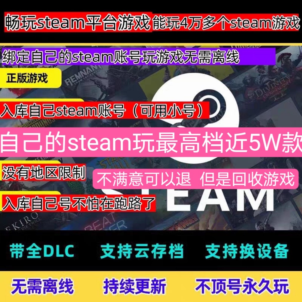 Steam游戏热更新神器！46000+游戏+全DLC+3.00真香_steam游戏_淘宝游戏网
