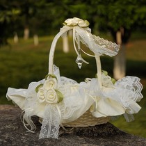 Wedding flower basket bride lace wedding flower bridesmaids flower creative wedding flower girl portable basket props