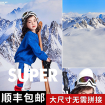 2022 Children Winter Snowy Real Scenery Photography Background Cloth Indoor Photo Background Paper Winter Snowscape Outdoor Photography Background Cloth Cute Big Mountain Art Business Retro series MH-0358
