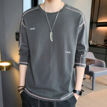 Pure cotton beating undershirt male round collar loose single blouse for mens underwear long sleeve t-shirt spring thin and big code autumn clothes