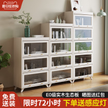 Solid Wood Bookcase Disposal Cabinet with door anti-dust glass bookshelf Floor display case Living room Combined containing cabinet locker