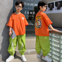 Boys summer clothing suit 2022 new children slim fit Short sleeves CUHK Trendy Sports Summer t-shirt Two sets