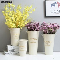 American iron sheet flower barrel flower barrel flower shop creative flower arrangement barrel livingroom dry flower fake flower decorated barrel for domestic wake-up Bucket