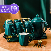 YKMP European style water cup suit with frame home living room light and luxurious tea cup water furniture office afternoon tea set ceramic cold