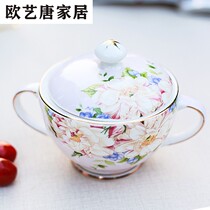 British Bone China Porcelain Sugar Jars With Lid Ceramic Retro Sugar Vat Squared Sugar Jars White Sugar Jars Storage Jar