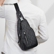 Cohnim Kevin New Slanted Satchel Men Genuine Leather Casual Chest Bag Fashion Bull Leather Single Shoulder Small Backpack Purse
