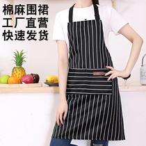 Cotton linen hanging neck Striped Foreign Trade Apron home Restaurant Kitchen Enclosure Waist Day Style Men And Women Working Apron print