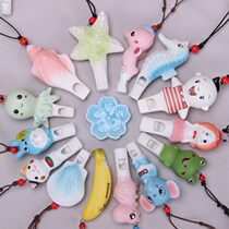 Cartoon Ceramic Mouth Whistle Able To Blow Children Toy Necklace Kindergarten Birthday Gift Scenic Spot Land Spread Source Pink Pig