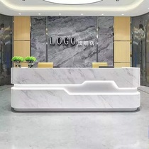 Technology company reception desk imitation marble bar simple modern hotel cash register paint desk