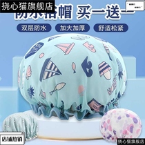 Scratching Your Heart Cat Bath Hat Woman Waterproof Bath Double Thickening Cap Shower Woman GIRL GIRL BATH HEADGEAR KITCHEN