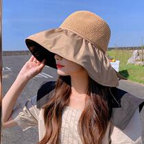 Beach hat lady shading 2021 new shading hat French style Tria travel net red cover sun hat thin sunscreen