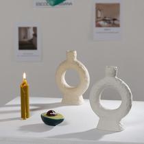 Creative Nordic White Ceramic Vase Hem Modern Minimalist Living-room Wine Cabinet Adornment Individuality Dry Flower Flower Arranger