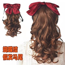 Child wig female baby pony roll princess modelling little girls performance photo clip butterfly knot headwear