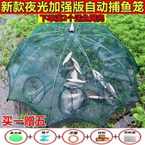 Folded shrimp mesh fishing cage only cant get out of yellow eel lobster mesh cage Shrimp Coop Basket Fish Nets Fishing Nets Catch of the Net