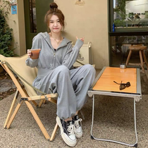 Casual Sports Suit Women Spring Loose Display Slim Korean version Fashion Lianhood Two sets Student running suit