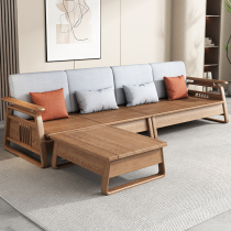 New Chinese style storage solid wood sofa Nordic modern minimalist ash wood winter and summer dual-use corner wooden sofa combination